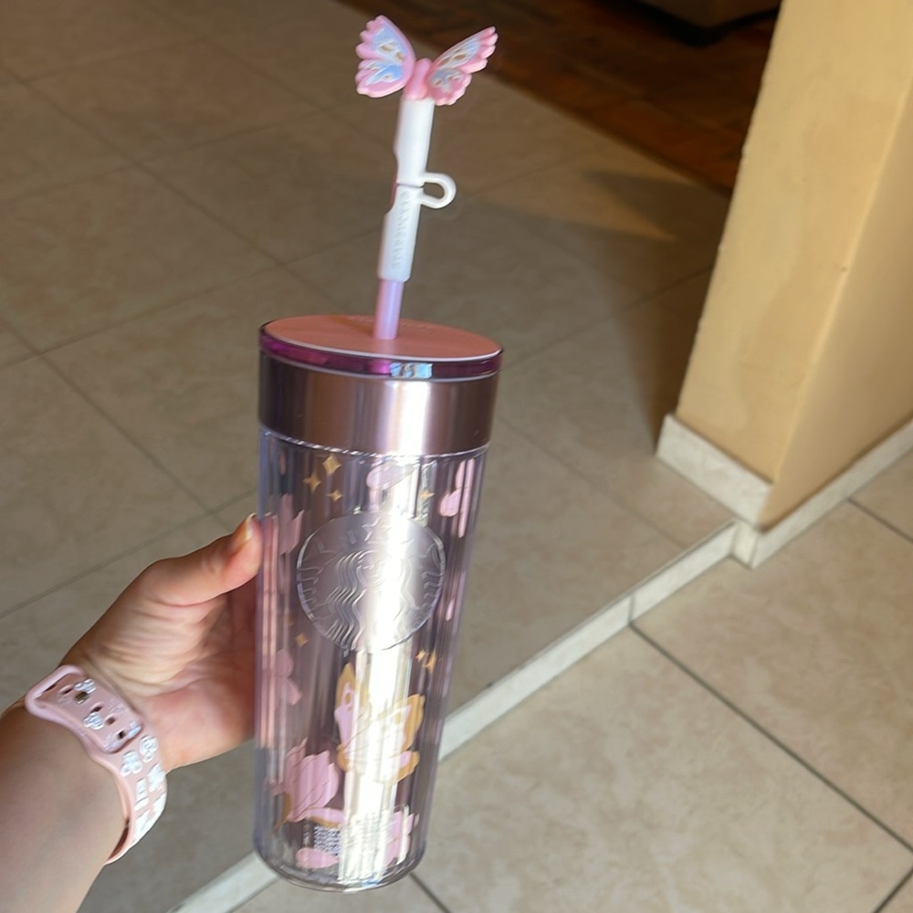STARBUCKS LATAM 🌸CHERRY BLOSSOM 🌸 WITH BUTTERFLY 🦋💗 STRAW TOPPER